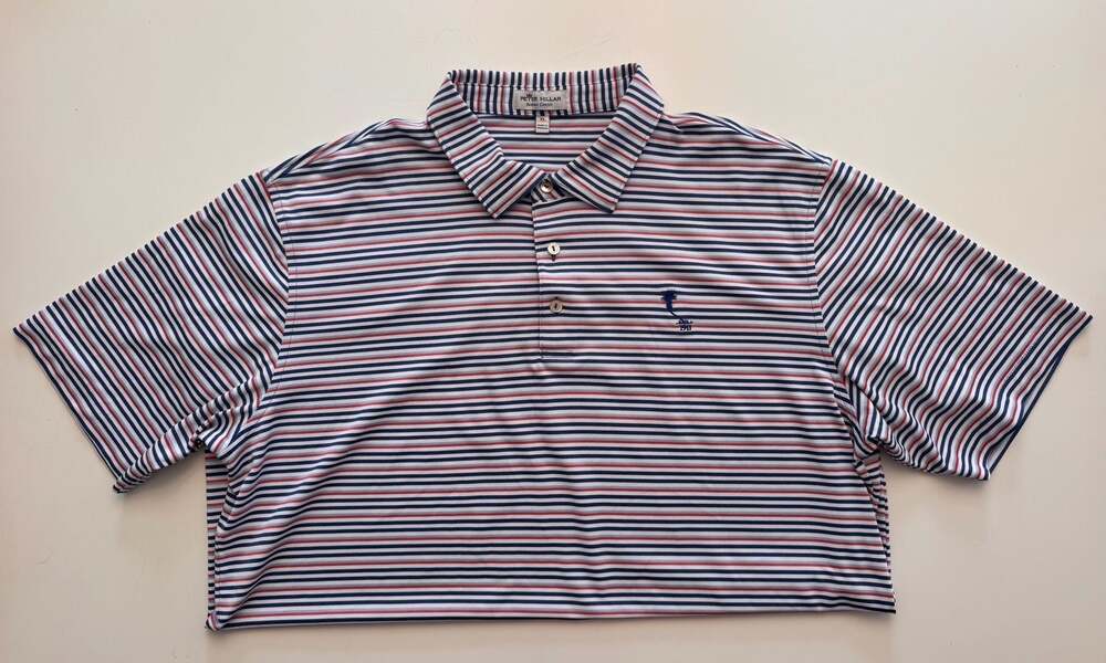Peter Millar Summer Comfort Men's XL Striped Golf Polo Sea Island Club Logo